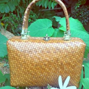 🎋Mid Century Bamboo Wicker Handbag🎋